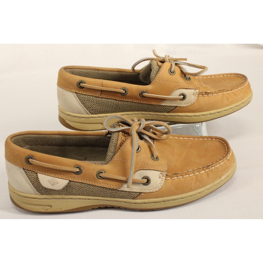 Sperry Top-Sider Womens 9M Tan Leather Mesh Boat Deck Shoes